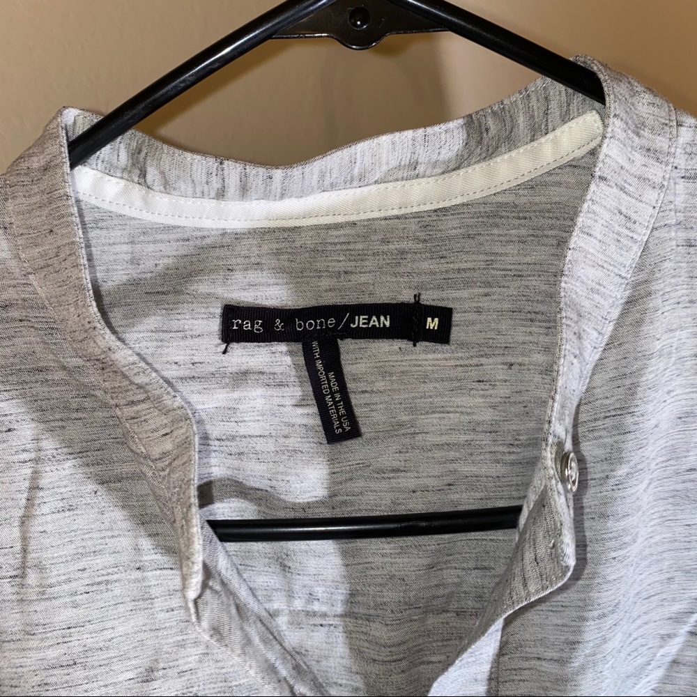NO OFFERS RAG & BONE heathered gray Leeds button up top - Picture 7 of 9